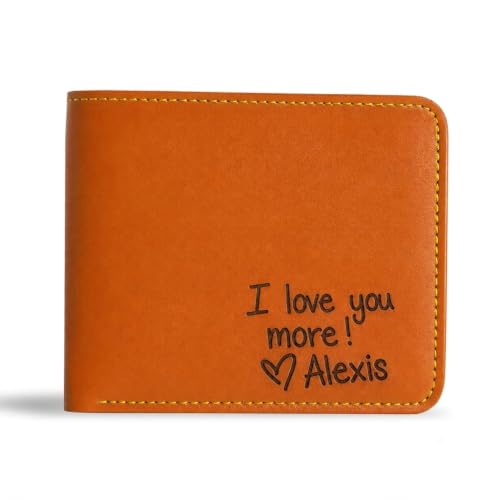 Image of Customized Wallet for Men with Personalized Message Engraved Inside | Custom Engraving | Personalized Gift for Husband, Boyfriend, Brother & Father | Birthday & Anniversary