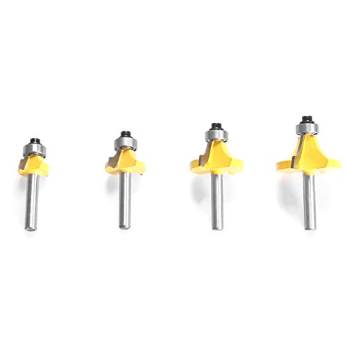 Cuculo Conjunto de broca de roteador de 4 peças para carpintaria redonda sobre borda 8 mm 1/2 '' e