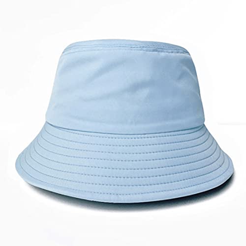 Simple Casual Bucket Hat Double-Sided Wear Outdoor Cap Summer Travel Solid Color Beach Sun Hat Unisex Couple Hat (Orange+Sky Blue) #TOP4