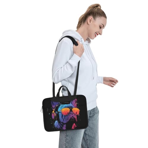 Maletín para portátil impermeable de 14 pulgadas con diseño French Bulldog Neon miniatura 3