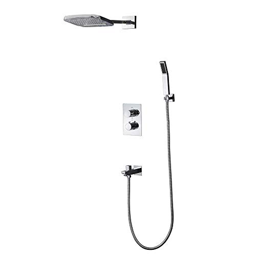 Ensemble de douche à effet pluie en chrome poli CHEWYNP pour salle de bain luxueuse