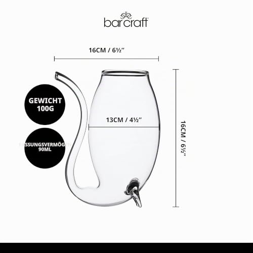 BarCraft Portwein-Trinkgläser, 4er-Set Portweinschöpfer, mundgeblasene Cognac-Gläser, 90ml Fassungsvermögen, 16 x 16 x 13cm, 1 Set – Ansicht 2
