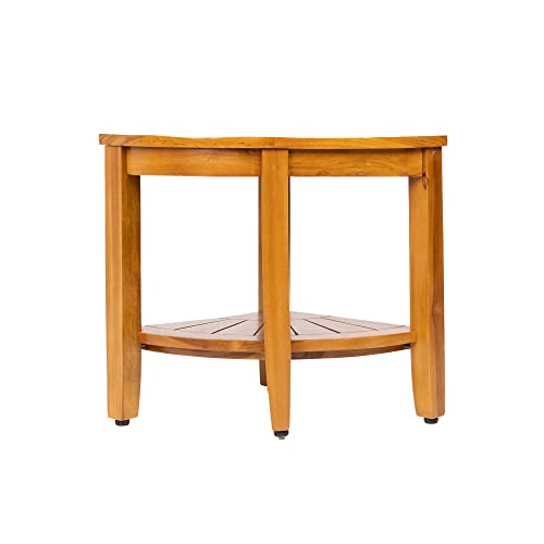 Teak Waterproof Corner Bench With Shelf - Indoor Outdoor Wood Corner Bench, Shower Corner Bench For Storage, Indoor And Outdoor, Patio, Garden, Spa #TOP7
