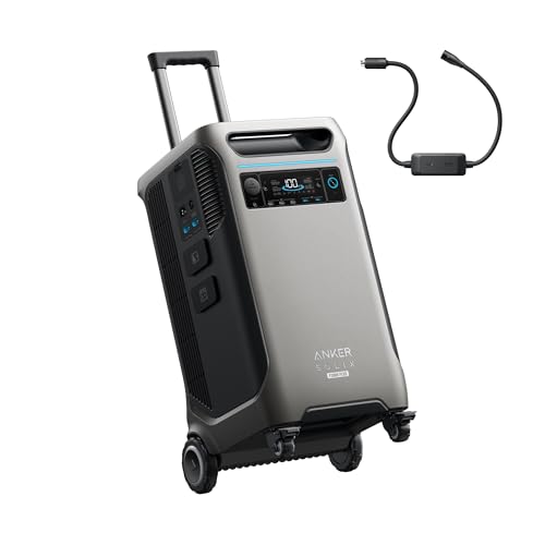 Anker SOLIX F3800 Plus Portable Power Station (2025 NEW) and 240V Generator Input Adapter, 3,840Wh, 3,200W Solar Input, Generators for Home Use, Works with Generator, For Power Outages and Emergencies