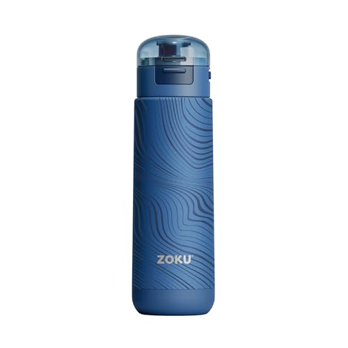Image of Zoku Stainless Steel Sports Bottle 500ml - Blue Wavy