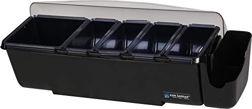 San Jamar Dome Garnish Center 5 Tray with Dome Lid for Kitchen, Bar, And Restaurants, Plastic, 8 Pints, Black by San Jamar - Used condition - US$31.77
