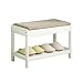H.yina Scarpiera per Panca in Legno massello Bianco | Scarpiera per corridoio con Cuscino Rimovibile | Sgabello Contenitore scarpiera Leggero - 60x30x42cm