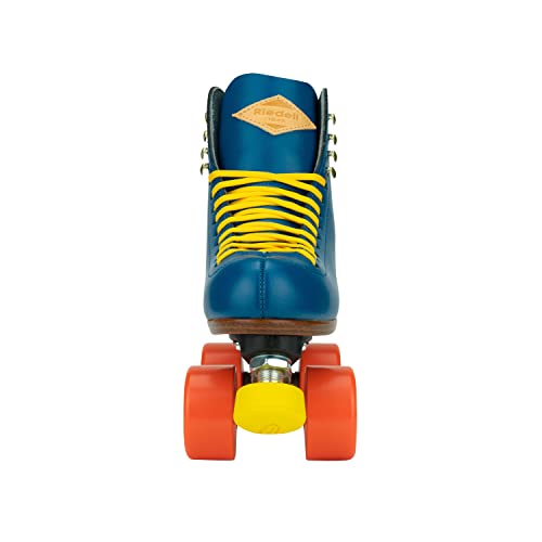 Riedell Crew Roller Skates for Women and Men - Colorful Outdoor Roller Skates with Moisture-Wicking Lining, Padding, and a High-Top Precision Fit - Ocean - 9