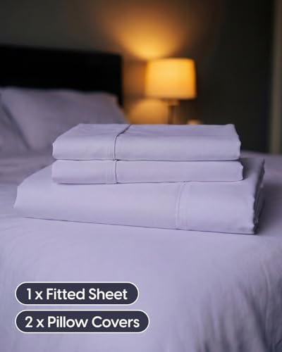 Image of Sleepy Town King Size Bed Sheets - 3 Piece - NO FLAT SHEET INCLUDED - King Sheet Set - Soft, Comfy & Cooling - Easy Care - Wrinkle & Fade Resistant - Brushed Microfiber - Deep Pocket Sheets (Lavender)