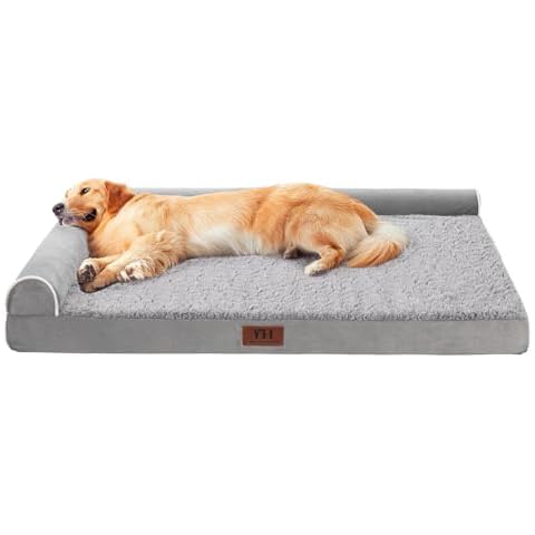 WESTERN HOME Orthopedic Dog Beds Large Sized Dog, Pet Sofa Bed with Removable Washable Cover, Egg Foam Support, Bolster Cushion for Comfortable Sleep, Waterproof Lining and Non-Slip Bottom Cover