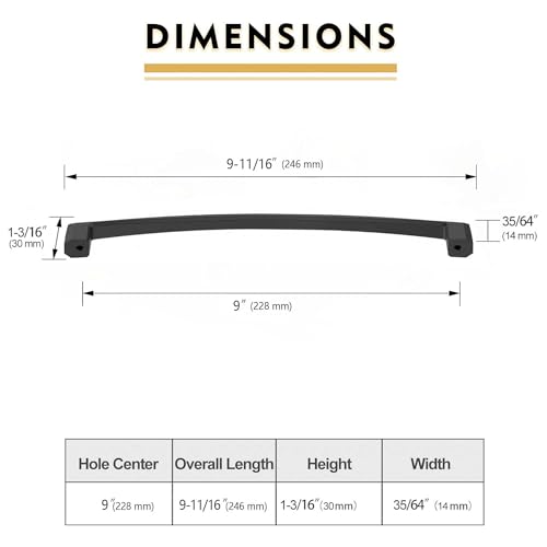 Image of 10 Pack 9 Inch Black Cabinet Pulls Kitchen Cabinet Handles Kitchen Handles for Cabinets Cupboard Handles Black Drawer Pulls Cabinet Hardware