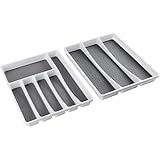 No-Slip Silverware Tray Organizer - Accommodates Different Kitchen Utensil and Cutlery Sizes. Deep...