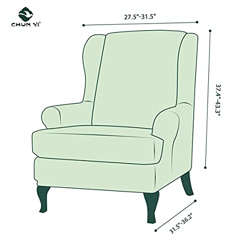 Chun Yi 2 Piece Stretch Houndstooth Wing Chair Cover, Soft Wingback Armchair Couch Slipcovers Spandex Fabric With Elastic Bottom For Living Room Bedroom Removable Furniture For Kids(Dark Cyan) #TOP3