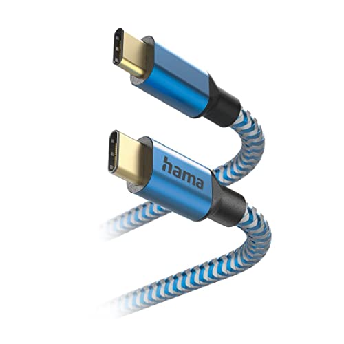 Hama Reflective USB-C - USB-C Charging Cable, 1.5 m, Nylon, Blue - Image 2