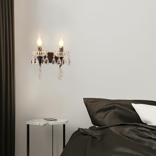 Applique murale métal douille E14 éclairage cristal orienté confort