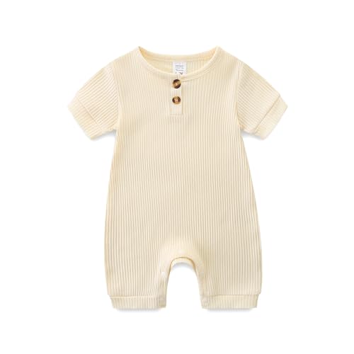 KIDDLETOWN Baby Strampler Neugeborene, Unisex Kurzarm Baby Schlafanzug, Baby Kleidung Jungen Mädchen Sommer Outfit, Kurzarm Schlafstrampler Schlafanzug, Kurz Baby Schlafanzug für 0-12 Monate