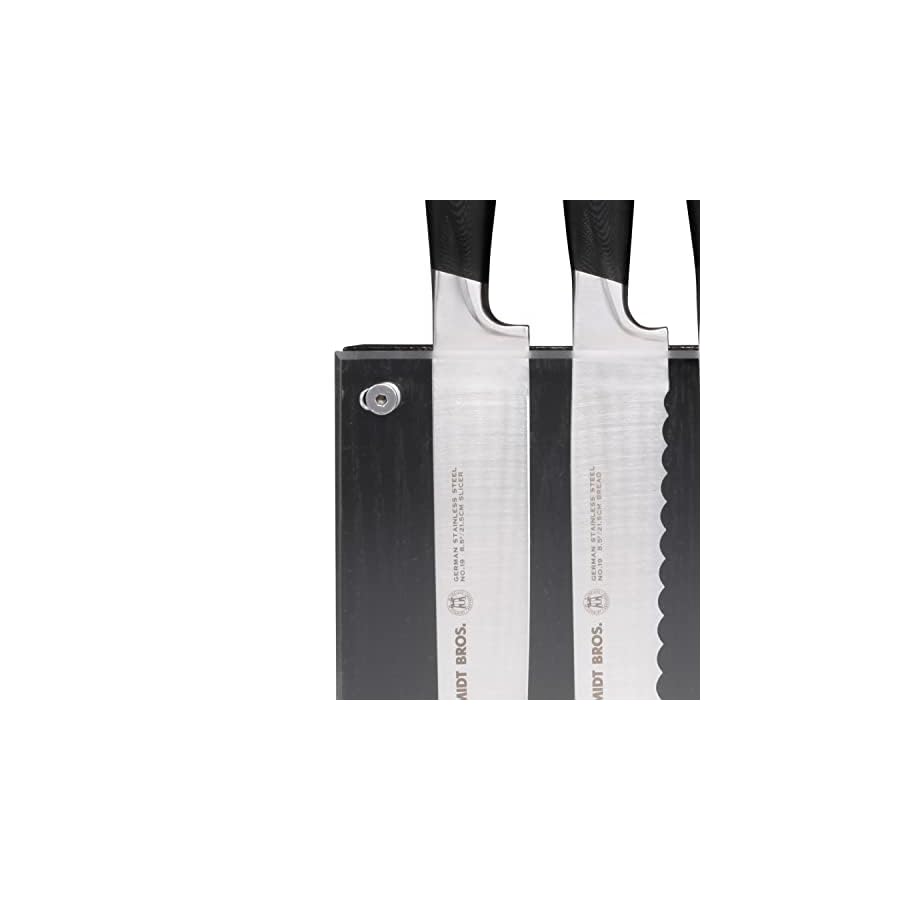 Schmidt Brothers - Black Midtown Magnetic Knife Block, Universal Cutlery Storage For 8-10, Acacia Hardwood and Acrylic Shield