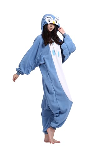 ULEEMARK Eule Ganzkörper Kostüm Tierkostüm Erwachsene Damen Herren Pyjama Jumpsuit Unisex Karneval Kostüm Halloween Originalität Fasching Onesie M