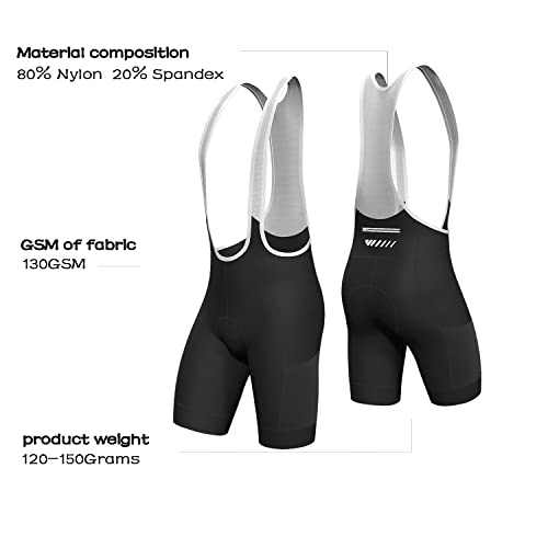 Lo.gas Herren Radfahren Bib Shorts, Radfahren Shorts für Männer Gel gepolstert mit Taschen, Road Shorts atmungsaktiv Quick-Dry,Schwarz,XL