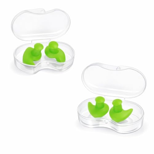 Image of Soft Silicone Waterproof Ear Plugs for Swimming | Reusable Swim Ear Protection for Adults & Kids | Comfortable Anti-Leak Design for Bathing, Diving, Surfing, Shower & Water Sports with Storage Case