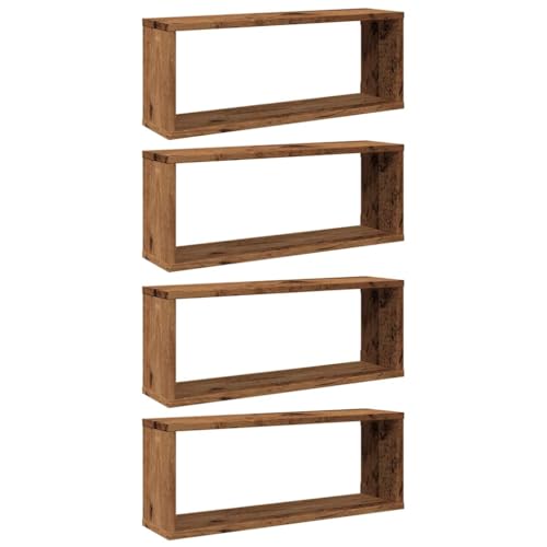 vidaXL Estantes Cubo de Pared 4 uds Madera Envejecida 60x15x23 cm, estantería de Pared, estantería Flotante, Armario de Pared, Estante de Pared