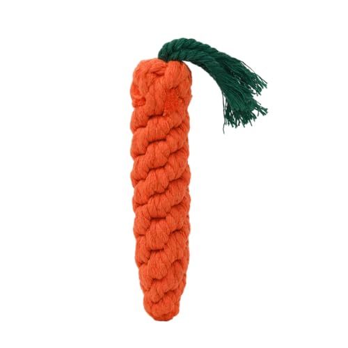 Chowabunga Large Carrot Dog Toy 6.7 Inch Handmade Eco Cotton Rope Dog Toy Carrot Chew Toy for Dogs - Made with Natural Non-Toxic Dyes - Carrot Toy is Great for Puppy Teething Toys and Cats (Orange)