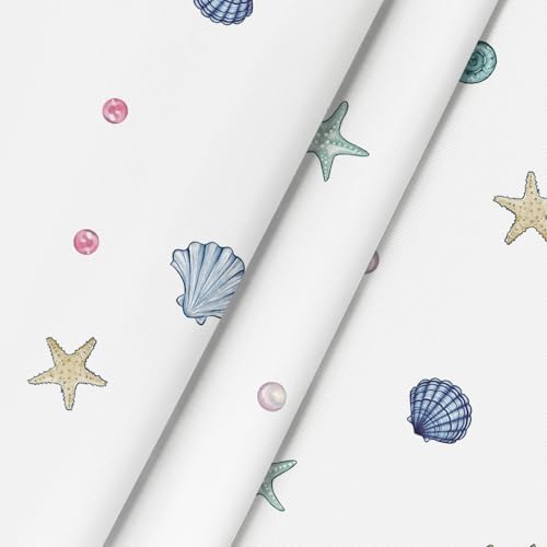 Horaldaily Summer Tablecloth 52×70 Inch Rectangular, Blue Watercolor Sealife Conch Starfish Seaweed Washable Seasonal Table Cover for Party Picnic Dinner Decor