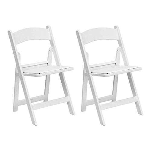 White Resin Stackable Folding Chairs - Heavy Duty 300-Pound Capacity - for Banquets, Weddings, and Events (2-Pack)
