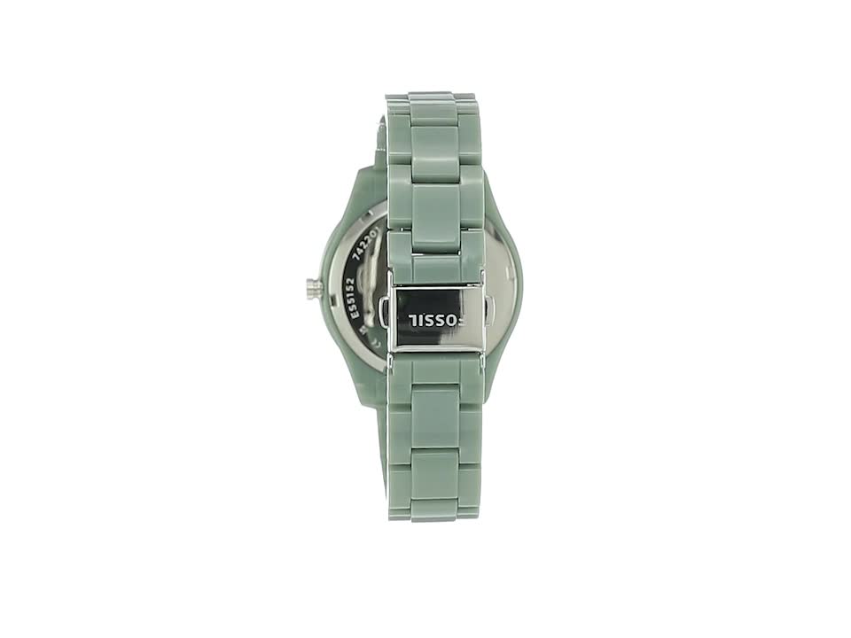Fossil Stella ES5152 Green Resin Crystal Bezel Chronograph Watch Fossil Stella Analog Green Dial Women main image 2