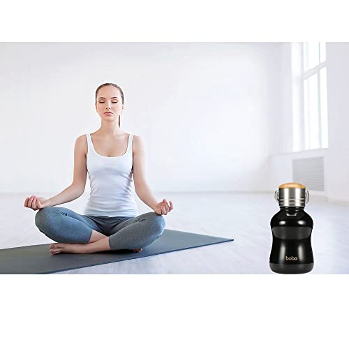 Yohkoh Mini Vacuum Insulated Water Bottle With Bamboo Lid - Stainless Steel Thermos Water Bottle For Women Girls Kids, Metal Sports Hot And Cold Water Bottle Leak-Proof Bpa-Free (6.4Oz,Black) #TOP6