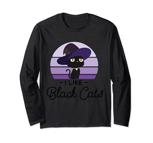 I Like Black Cats with sweet cute Hat Halloween Cat Pet Maglia a Manica