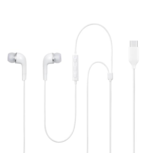 Image of Original USB Type-C Earphones for Samsung Galaxy S Series (S25, S24, S23, S22, S21), A Series, M Series, F Series & Note Series, Compatible with All USB-C Smartphones, Stereo Hi-Fi Sound - White