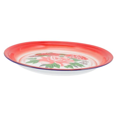 SOLUSTRE Classic Enamel Serving Plate Dessert Dish Chinese Style Food Tray Multi Functional Home Accessory for Tea Fruits and Cookies Elegant Decorative