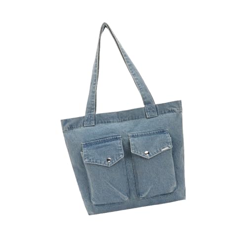 eco right Large Denim Tote Bag for Women, Denim Handbags for Women with Zipper, Sustainable Denim Tote for College with Inner & Outer Pockets, Shopping, Office, Travel-picture-15