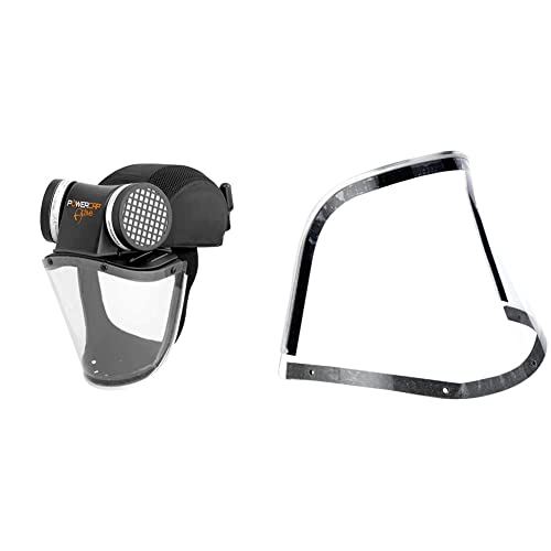 JSP Powercap Active 8hr Respirator with Multi Plug - (CAE601-941-100), Black & Powercap Replacement Impact Visor (CAU080-000-000)
