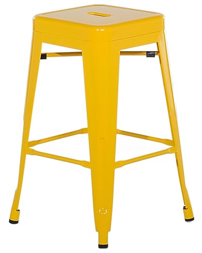 Beliani Lot 2 Chaises Tabourets de Bar Industriels en Acier Jaune 76 cm Empilables et Confortables pour Cuisine ou Salle à Manger au Design Moderne