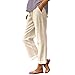 Cotton Linen Pants for Women Boho Plus Size Elastic Waist Casual Loose Straight Leg Fashion Beach Vacation Trouser with Pockets Resort Lightweight Seniors Clothes Pantalones De Mujer Beige X-Large