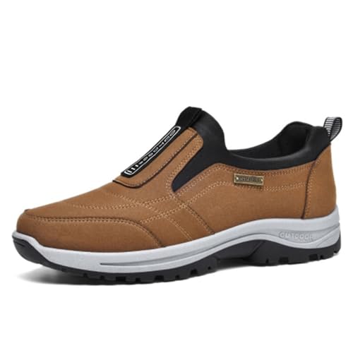 LinRim Zapatillas deportivas para hombre, gimnasio, sin cordones, transpirables, ligeras, antideslizantes, para exterior, informales, para el tiempo libre, marrón, 48 EU