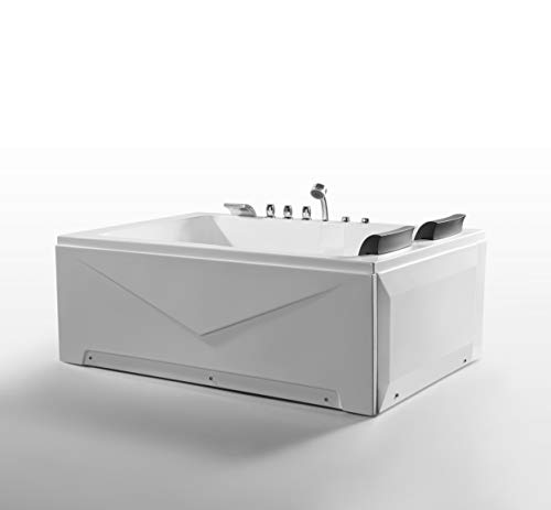Empava 71 in. Acrylic Alcove Whirlpool Bathtub - Hydromassage Rectangular Jetted Soaking Tub with Right Side Drain - 3-Side Apron - Waterfall Faucet , White