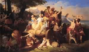 Peinture à l'huile Allegorie L Age D Or Schopin pour grand salon élégant