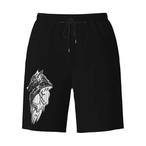 Viking Norse Wolf Raven Mens Swim Trunks Quick Dry Board Shorts 7" - Hawaii Beach Swimwear3