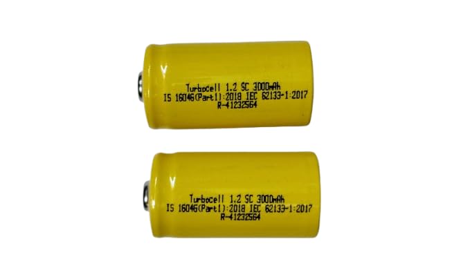 Turbocell SC Size Ni-MH Rechargeable Batteries, 1.2V 3000mAh, Pack of 2, Yellow-image-46