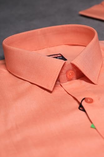 Image of Cotton Blend Formal Shirt for Men | Full Sleeve, Regular Fit, Button Down, Palin & Stylish Collared Neck | Breathable Lightweight Fabric for Office, College Meetings & Gathering