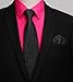 Mens Dress Shirt Long Sleeve with Tie Set Formal Button Down Business Hot Pink Dress Shirt Matching Tie Pocket Square Set 4XL