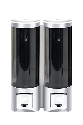 REDHiLL シャンプーディスペンサー マグネット 壁掛け 2本セット ディスペンサー 透明 簡単取り付け シャンプーボトル 磁石 つめかえ ソープ シルバー×グレー sdp002-slgy-fba