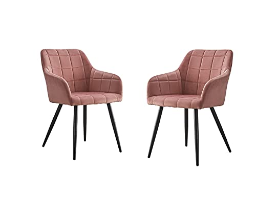 LEMROE Lot de 2 chaises de Salle à Manger en Velours avec accoudoirs, chaises de Cuisine, chaises de Chambre à Coucher, Pieds en métal, Fauteuil de Salon Cover