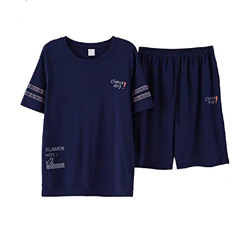 Ensemble De Pyjamas Et Shorts Pour Hommes Mâle De Ensemble Pyjamas Coton D'Été Ensemble De Détente Léger Bathwear Homewear Momme Ensemble De Deux Vêtements De Nuit (Color : Photocolor, Size : SG)