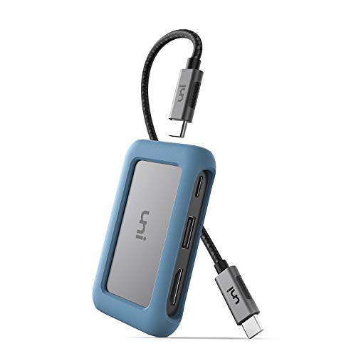 uni USB C Hub Adapter 6-in-1 for iPad Pro 2020, USB Type C with 100W Fast Charging, 4K HDMI, 2 USB 3.0, SD/TF Card Readers, Thunderbolt 3 Compatible with MacBook Pro 2020, Chromebooks and More