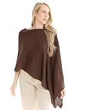 CLAUDIA NICHOLE by Alashan 100% Cashmere Luxe Dress Topper Poncho - Lightweight, Soft, Cozy & Versatile - Great Gift Item (Mocha)