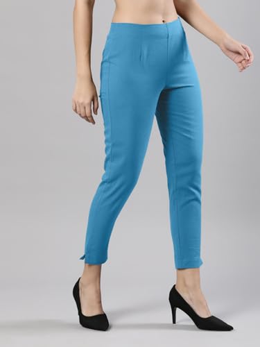 Image of Femmora Comfortable Fit Solid Straight Pant, Breathable Cotton Fabric with Side Zip Button Closure, for Women, Pack of 1